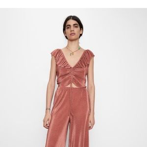 Zara pleated ruffle crop top